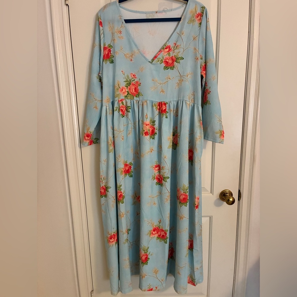 Floral Blue Maxi Dress